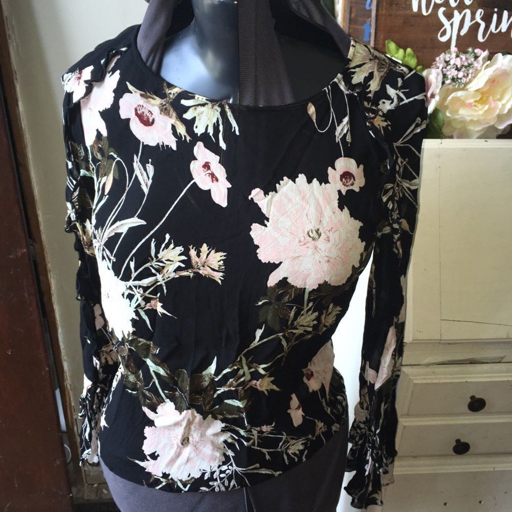 Lucky Brand semi sheer floral blouse